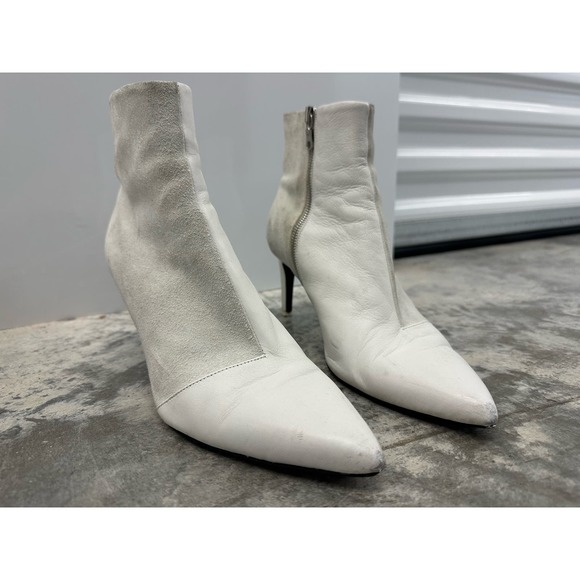 Rag & Bone womens boots Beha White Suede/Leather Pointy Toe Ankle‎ US 8.5 EUR 39